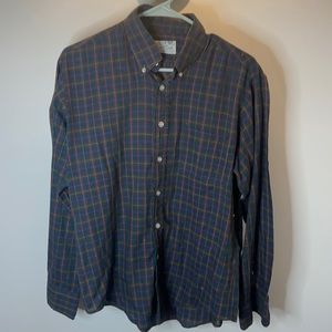Vintage Plaid Light Weight Button Down Shirt, Black, blue, red, & yellow